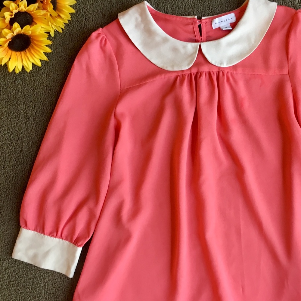 Flowy Pink Blouse with Peter Pan Collar